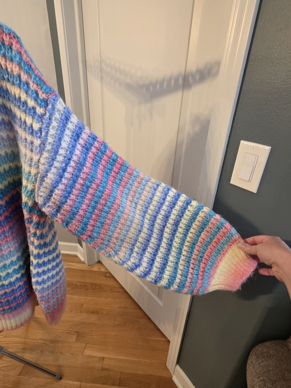 Polagram Gradient Pastel Multi-Stripe Open Cardigan Sweater - Picture 12 of 13